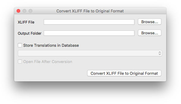 Convert XLIFF File to Original Format dialog
