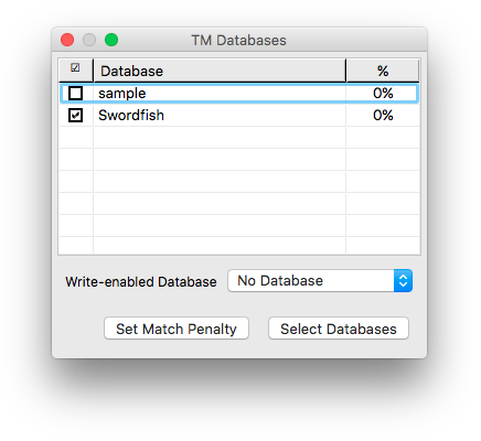 Reference TM Databases dialog