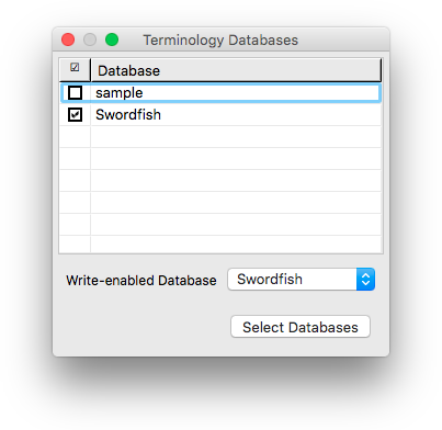 Reference Terminology Databases dialog