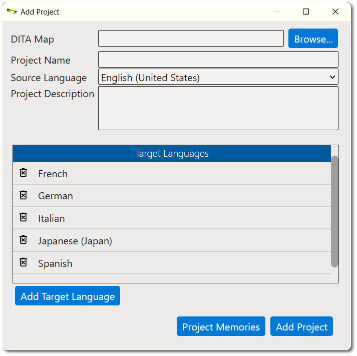 Add Project dialog