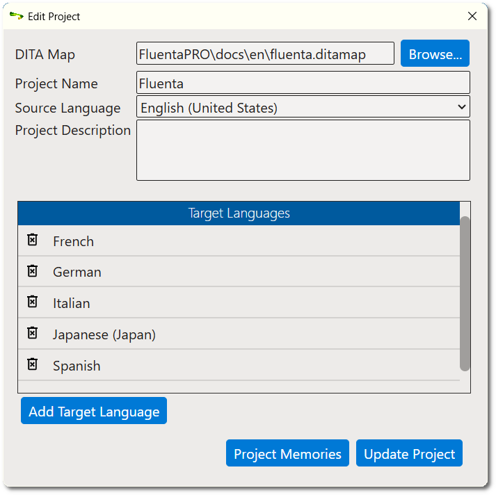 Edit Project dialog