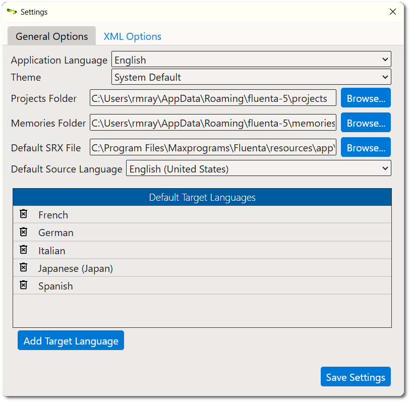 Project related options