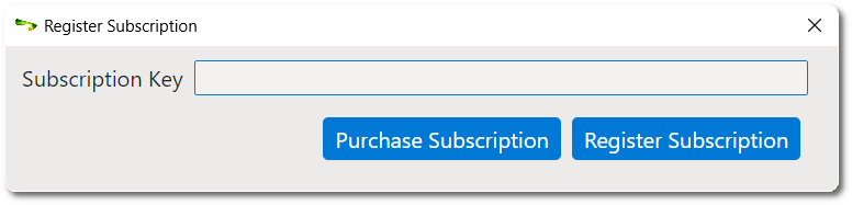 Register Susbcription dialog