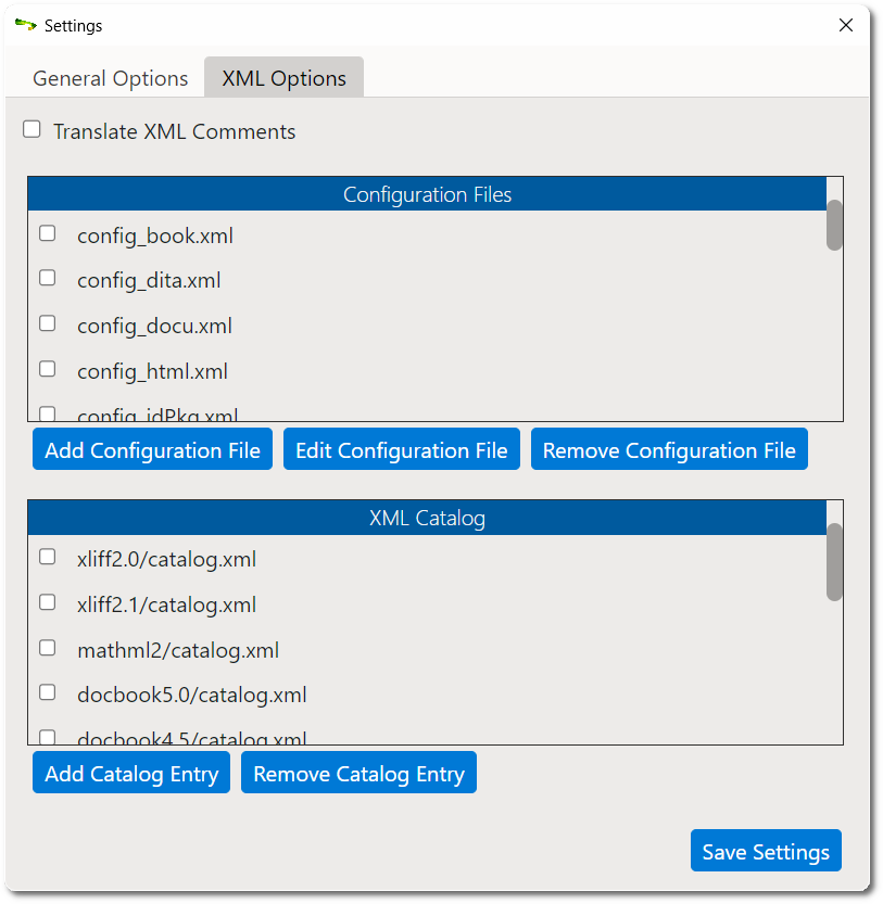 XML Options