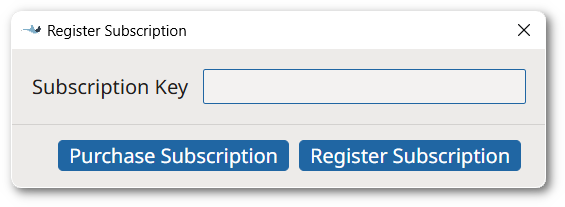 Register Subscription Dialog