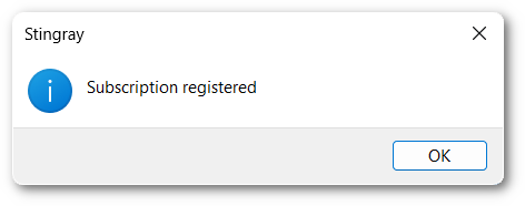Subscription Registered Dialog