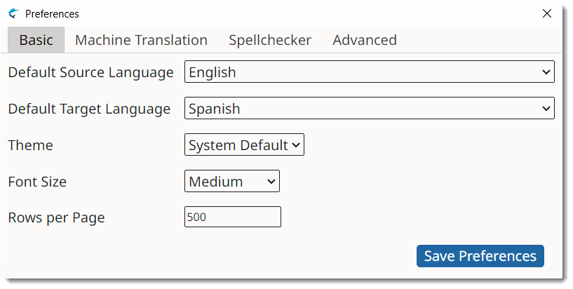 Preferences Dialog