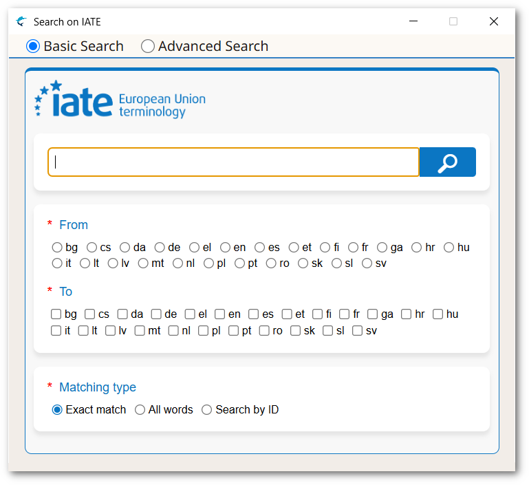 Search on IATE Dialog