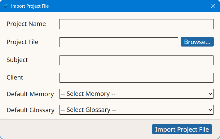 Import Project File Dialog