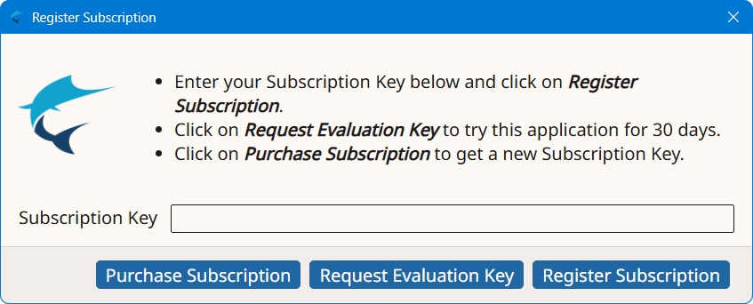 Register Subscription Dialog