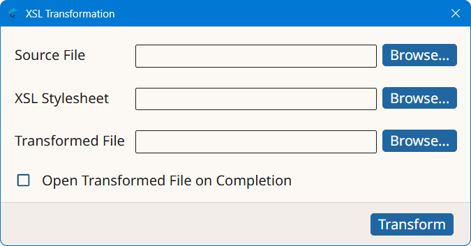XSL Transformation dialog