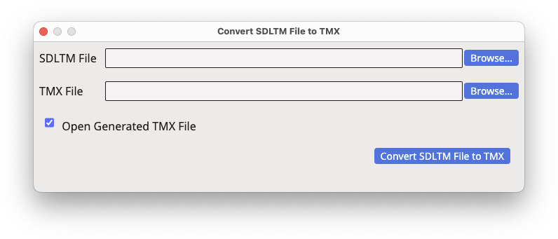 Convert SDLTM File to TMX Dialog