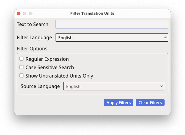 Filter Translation Units Dialog