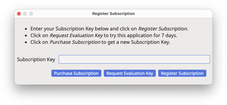 Register Subscription Dialog