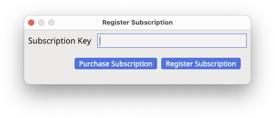 Register Subscription Dialog