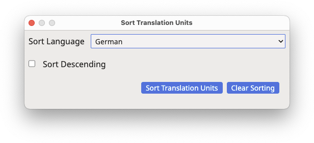 Sort Translation Units Dialog